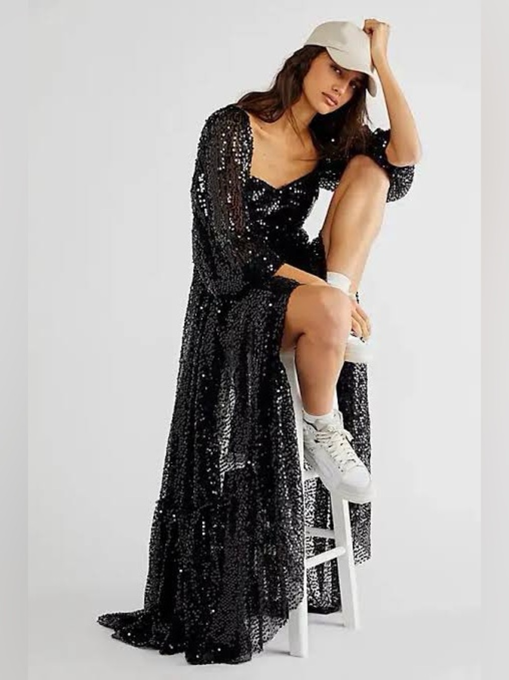 Selkie Onyx Black Sequin Princess Gown